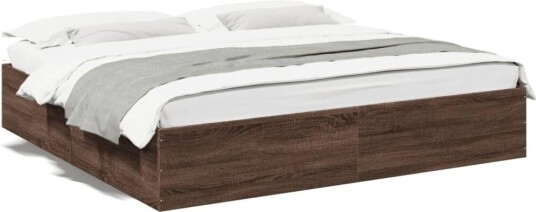 Sengeramme brun eik 200x200 cm konstruert tre 8721102616303