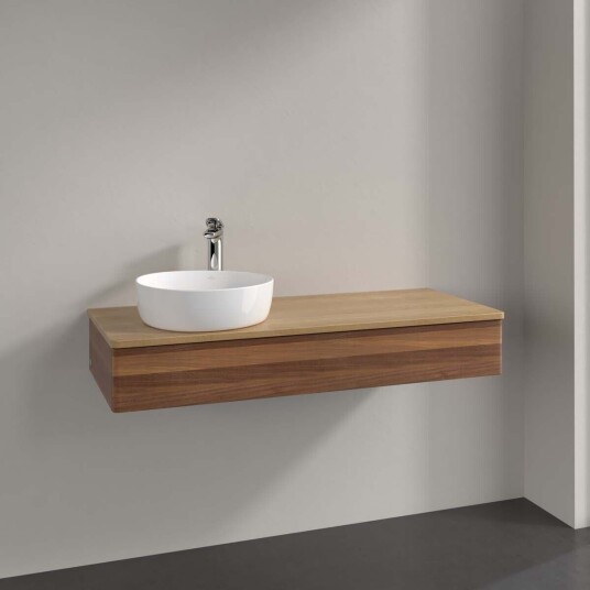 Villeroy & Boch Antao Servantskap med 1 skuff 120x50x19 cm u/lys Valnøtt/Eik Villeroy & Boch Antao Servantskap med 1 skuff 120x50x19 cm u/lys Valnøtt/Eik