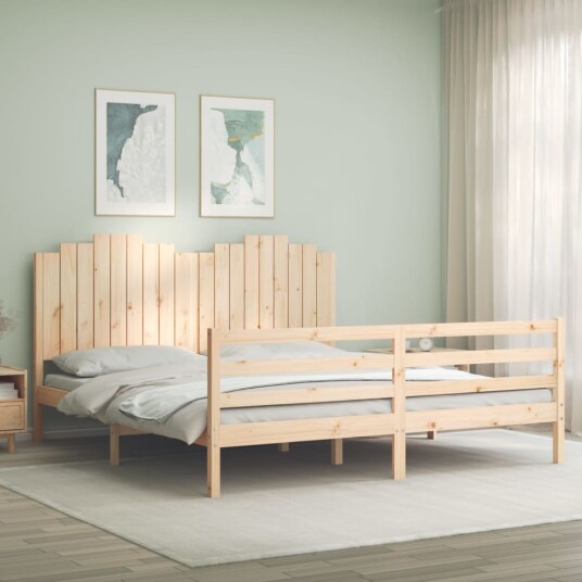 vidaXL Sengeramme med hodegavl 6FT Super King heltre 8720845993665