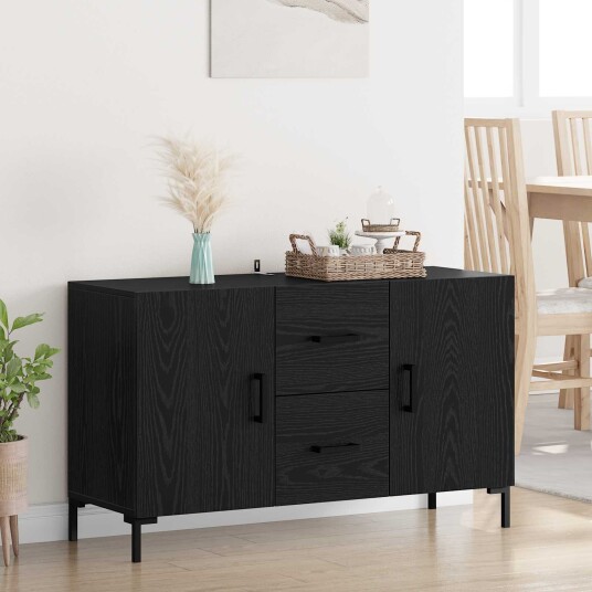 Serviesskap med skuff Svart Eik 100 x 36 x 60 cm Konstruert tre Serviesskap med skuff Svart Eik 100 x 36 x 60 cm Konstruert tre