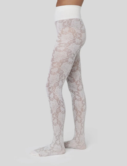 Swedish Stockings Lily Lace Tights - White - XL