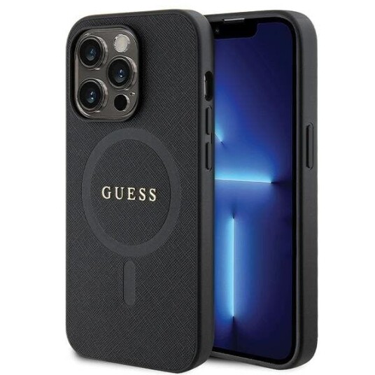 Guess Case For Iphone 14 Pro 6,1&Amp Amp Quot  Guhmp14lpsahmck Black Hc Pu Saffiano Magsafe