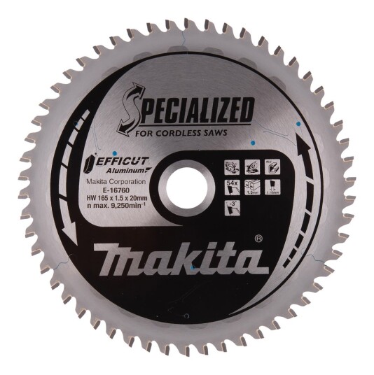 Makita E-16760 Sirkelsagblad 165mm 54T Efficut for Aluminium