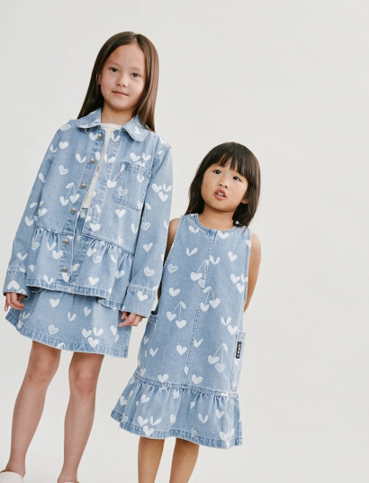 Liewood Angelica Printed Denim Frill Dress Blue 86
