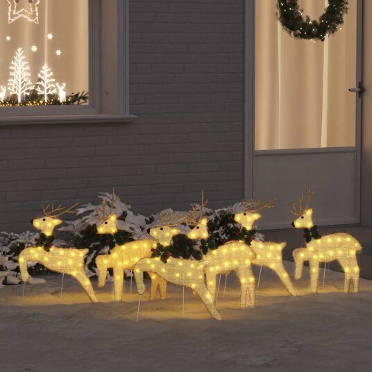  LED Reinsdyr 6 pcs Gull 45 x 19 x 65 cm stoff