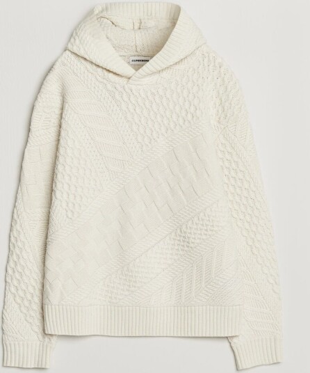 J. Lindeberg Savio Cable Knit Hoodie Cream S