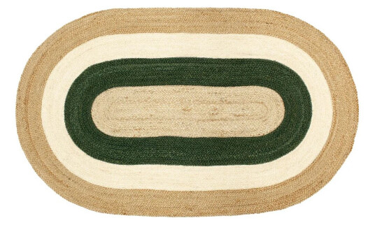 Dixie Elin striped oval juteteppe 92 x 150 cm Green
