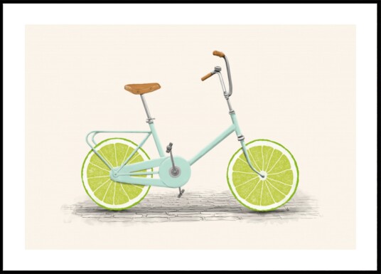 Sykkelhjul med lime Plakat / 21x30