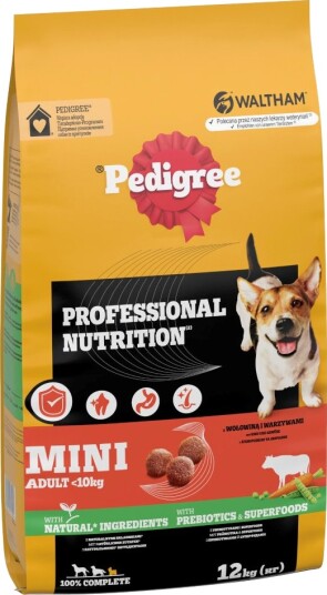 Pedigree Tørrfôr Adult Professional Nutrition Mini Med & Grønnsaker Okse 12 kg