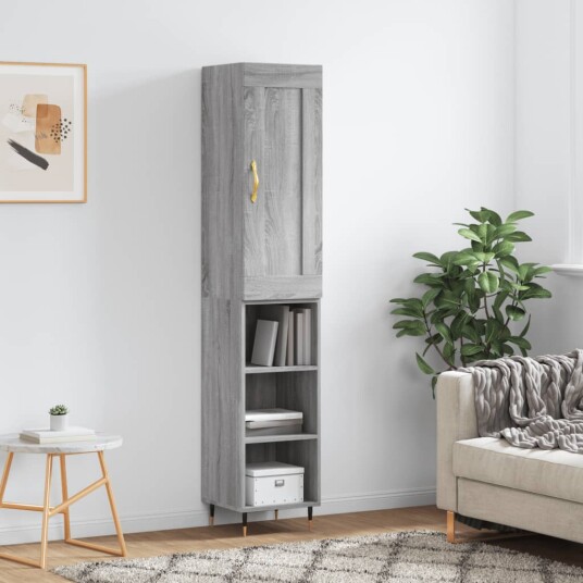 vidaXL Highboard grå sonoma 34,5x34x180 cm konstruert tre 8720845497330