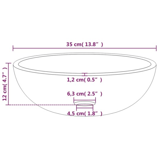 vidaXL Servant herdet glass 35x12 cm svart