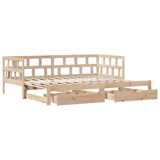 Uttrekkbar dagseng med skuffer 90x200 cm heltre furu