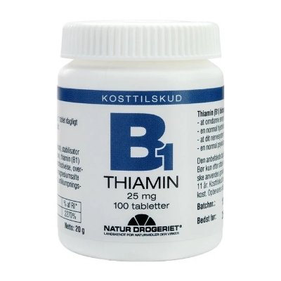 Vitamin B1 Tiamin 25mg 100 tabletter Vitamin B1 Tiamin 25mg 100 tabletter