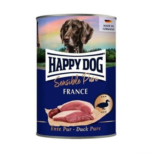 Happy Dog Kornfritt Våtfôr med And 400 g - Hundefôr til Hunder med Sensitiv Mage