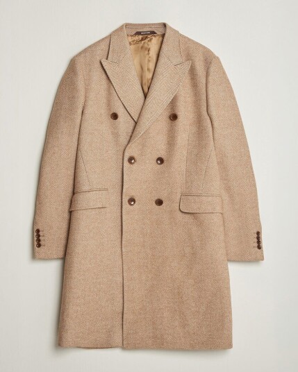 Morris Herringbone DB Coat Camel
