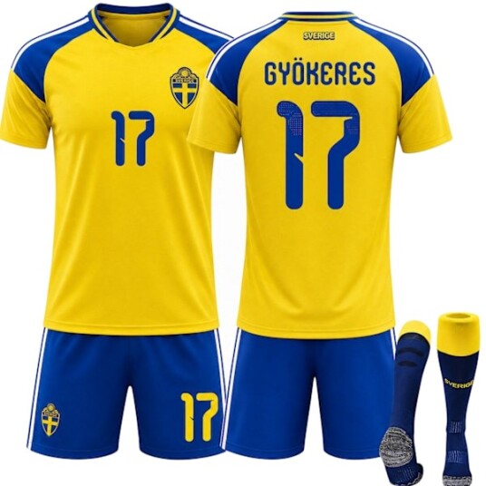 2026 VM Sverige Herrelandslag Hjemmedrakt+Shorts+Sokker Nr.17 Gyökeres L