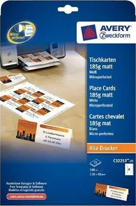 Avery Tent Card C32253 - table cards - 100 pcs. - 40 x 110 mm