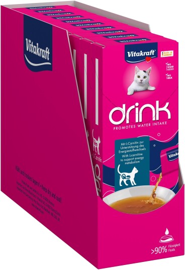 Vitakraft Laksesmak Kattedrink med L-Carnitin - 10 Pakker