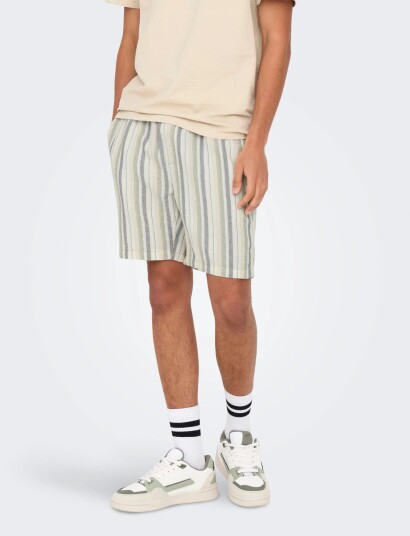 ONLY & SONS Onstrev Life Reg Stru Stripe Shorts Noos Green XXL