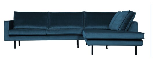 BePureHome Rodeo Sofa m/høyrevendt sjese - Blå Velur