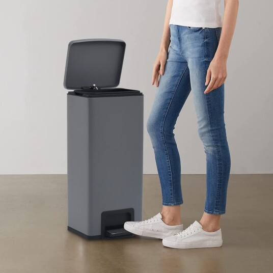 vidaXL Søppelkasse pedal anti-fingeravtrykk 30L grå rustfritt stål
