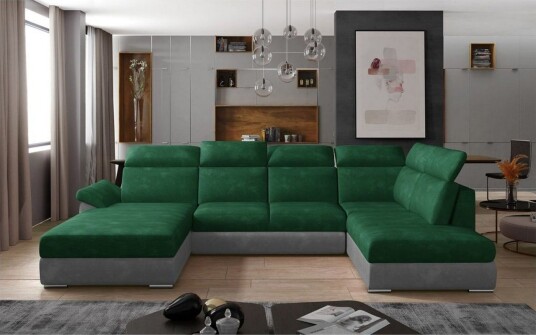 Seksjon Eltap Evanell 336x211x102 cm   Kronos 19 Paros 05 Mørk Grønn Lys Grå Venstre