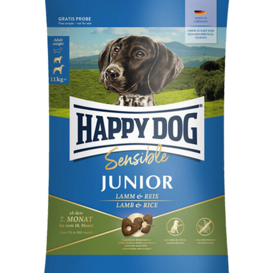 Happy Dog Junior Hundefôr med Lam & Ris, Kornfritt 4kg