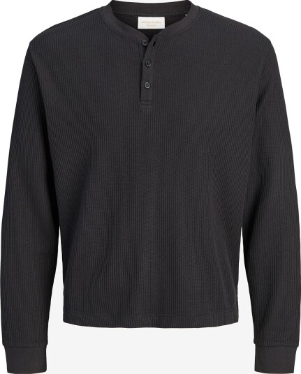 Jack & Jones Jornorrebro Henley Ls Tee Sn   BLACK   M