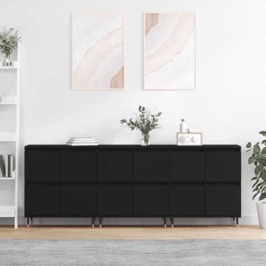 Skjenker 3 stk svart konstruert tre 8720845935573
