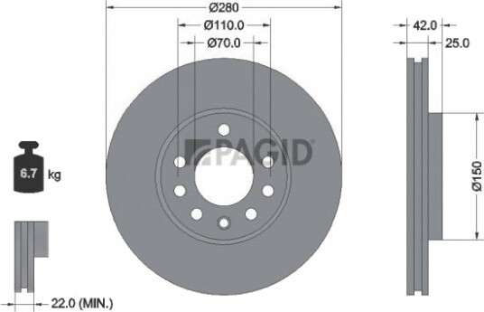 PAGID 52431NC Bremseskive PAGID 52431NC Bremseskive