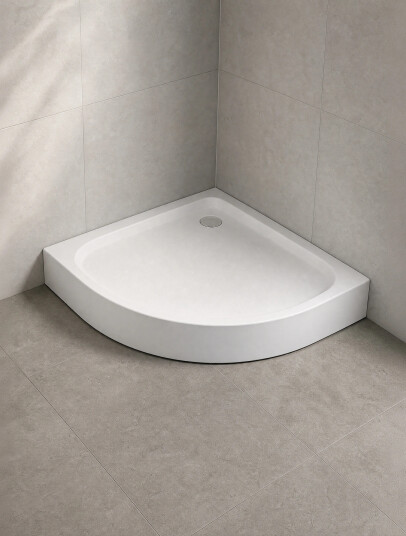 DOMIO Dusjkar | Klassisk Buet – Høy Utgave – Hvit White Matt 80x80x16