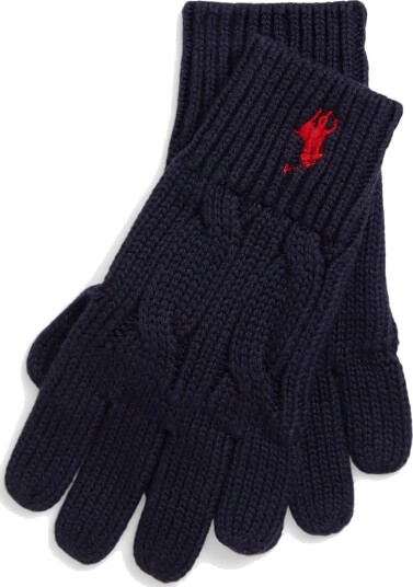 Ralph Lauren Kids Cable Knit Cotton Glove Navy L/XL