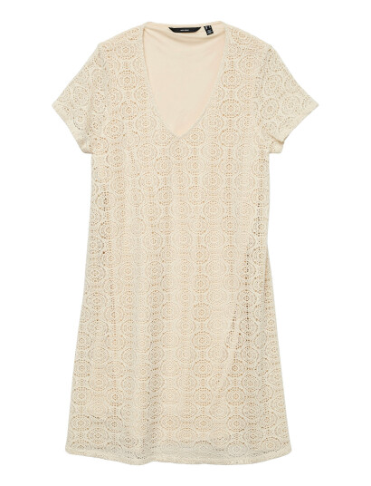 Vero Moda Girl Vmmaya Ss V Neck Short Dress Jrs Girl Cream 164