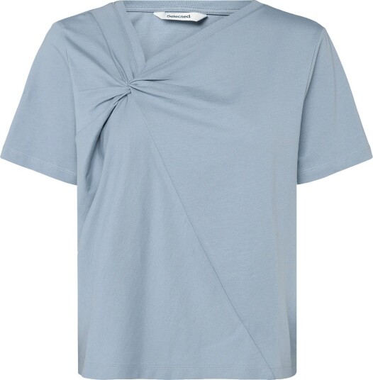 Selected Slfmila Twisted Ss Tee Blue M