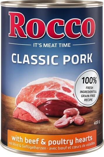 Rocco Våtfôr Classic Pork & Kyllinghjerter Storfe 6 X 400 G
