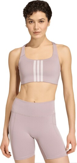 adidas Optime 3 Stripes Medium Support Sports BH Dame Lilla XS