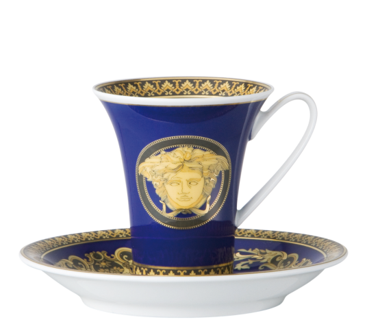 Versace Medusa Blå espressokopp med skål Versace Medusa Blå espressokopp med skål