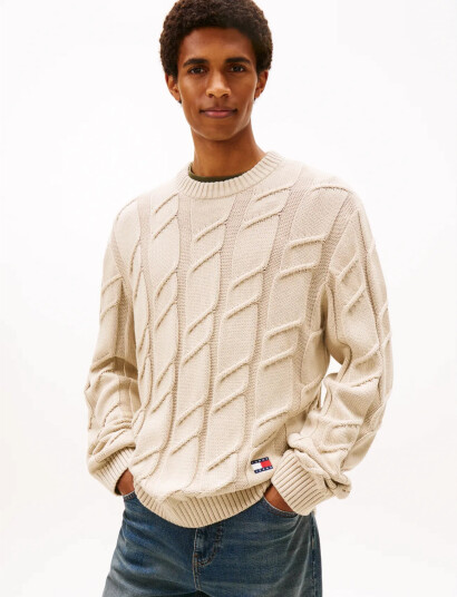 Tommy Jeans Tjm Reg Chunky Cable Knt Swt Ext Cream M Tommy Jeans Tjm Reg Chunky Cable Knt Swt Ext Cream M