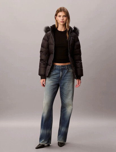 Calvin Klein Mid Down Jacket With Fur - Black - M Calvin Klein Mid Down Jacket With Fur - Black - M