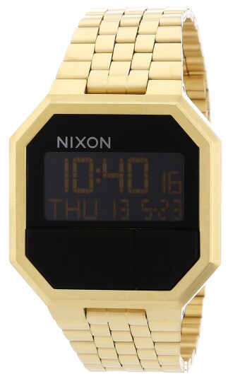 Nixon Herreklokke A158502 00 The Re Run Sort/Gulltonet stål