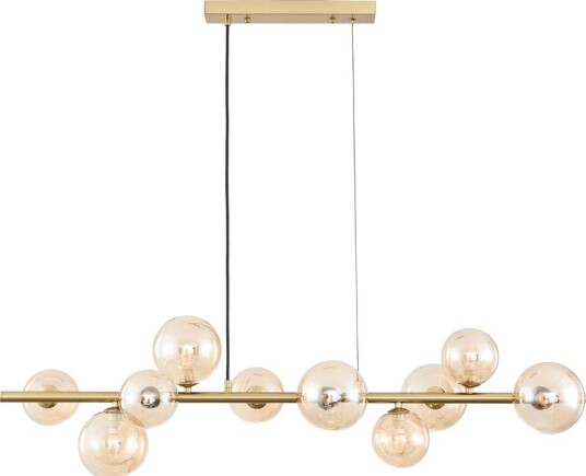 Home Décor Lucca 10xG9 langbordspendel messing/rav   98cm ravfarget glass inkl. wireoppheng uten lyskilde