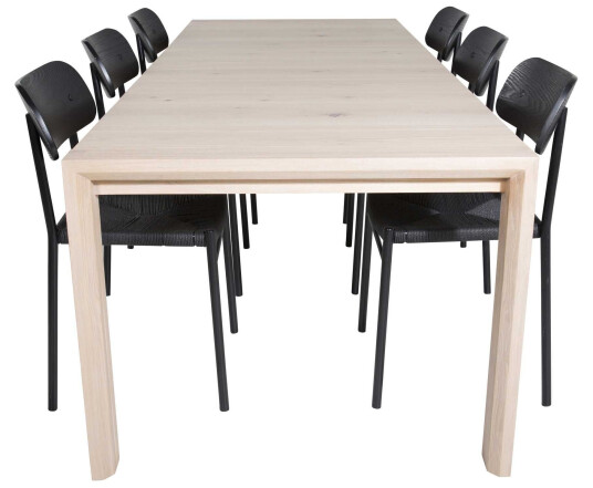 Venture Design Slider & Polly spisegruppe Natur/svart 6 st stoler & bord 170 x 95 cm
