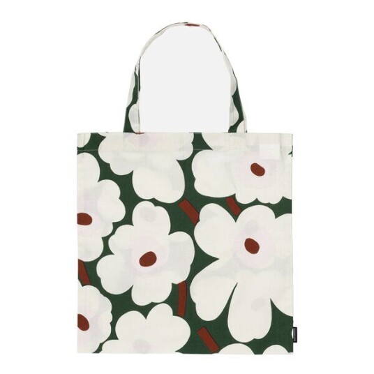 Marimekko - Pieni Unikko handlenett 44x43 cm mørk grønn/hvit/rosa Marimekko - Pieni Unikko handlenett 44x43 cm mørk grønn/hvit/rosa