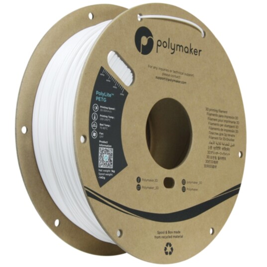 Polymaker Polylite PETG 1,75 mm 1kg Hvit Polymaker Polylite PETG 1,75 mm 1kg Hvit