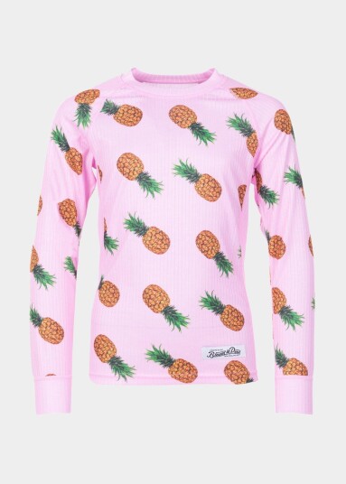 Blount & Pool Crewneck L/S Baselayer Jr Pink Pineapple Print 100 Undertøystrøyer