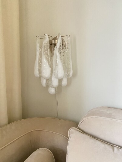 Murano  Vegglampe  Dråpeblomst  Gjennomsiktig/Hvit Kromblank