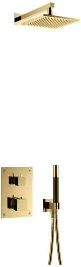 Tapwell BOX8268 Square ED2 takdusjsett Komplett trykk- og termostatstyrt innbyggingssystem -Oksiderende Messing