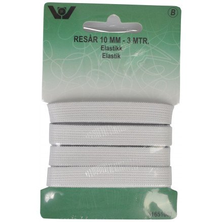 Vj Green Elastisk bånd hvit 10mm 3m