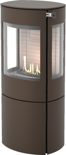 Caro 110 mocca frittstående biopeis med sideglass og ståldør