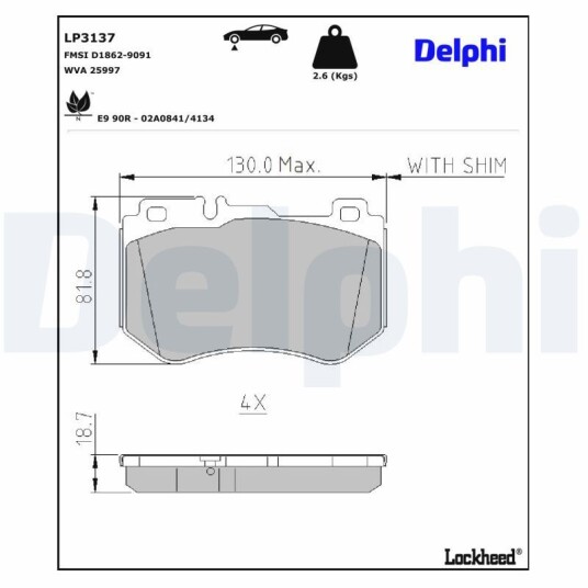 Bremseklosser DELPHI LP3137 Bremseklosser DELPHI LP3137